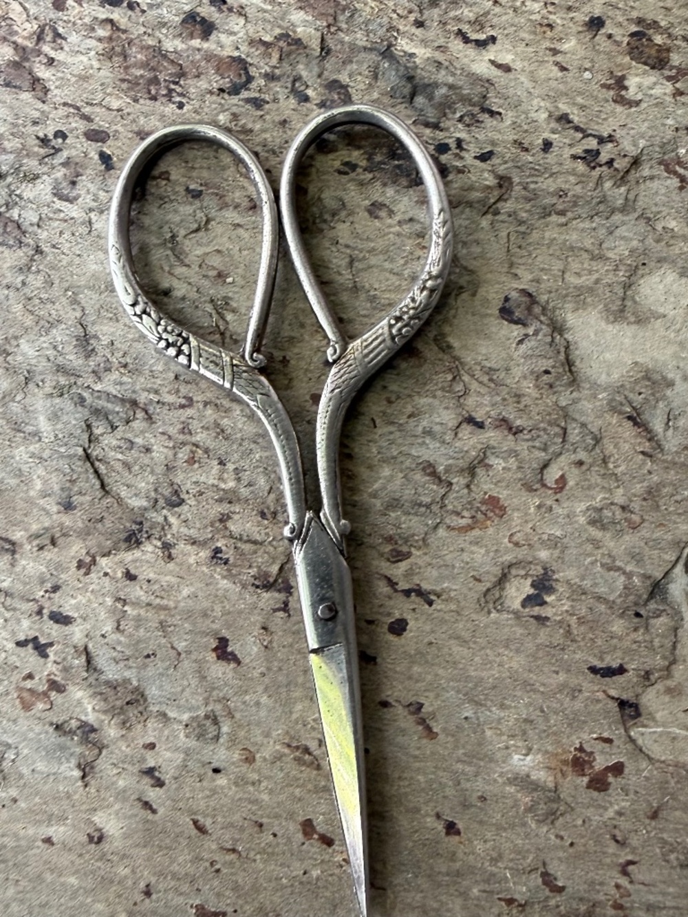 Vintage Antique Tell Solingen Germany Silverplate Sewing Embroidery Scissors